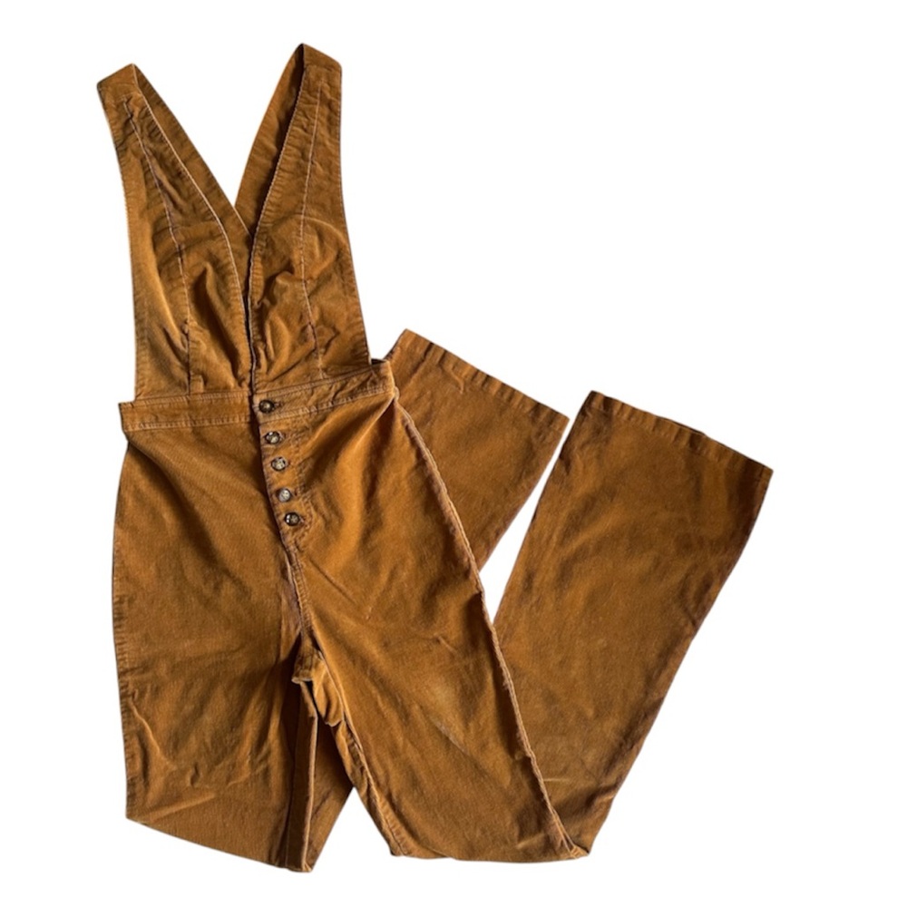 Forever 21 Mustard Brown 70’s style Corduroy Button-Front Jumpsuit